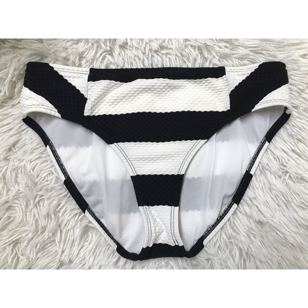 Gibson & Latimer Women's Bikini Swim Bottom Textured Black & White Size Medium